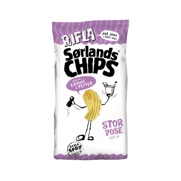 Rifla Sour Cream & Pepper - Sørlandschips Rifla Rømme & Pepper 225g
